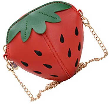 PACKOVE Modische Umhängetasche Für Kinder Mit Erdbeermotiv Und Kette Rot Schultertasche Für Mädchen Einzigartiges Design