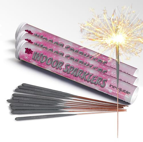 Mini Indoor Sparklers | For Cakes, Puddings and Cocktail Drinks | Produce Classic Golden Sparkles | Perfect for Birthdays, Weddings, Christenings, Christmas and New Year (30 Sparklers)
