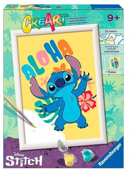 Ravensburger - Pintar Por Numeros Niños Creart Aloha Stitch | Manualidades Niños A Partir De 9 Años | 18x13 Cm | Paint By Numbers Adult | Cuadros Para Pintar Por Numeros