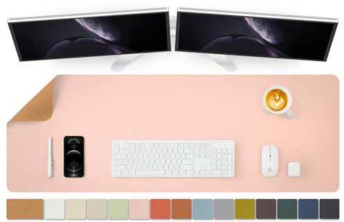 Kork Schreibtischunterlage - Doppelseitige Schreibtischauflage für Büro und Zuhause - Als große Mausunterlage und Schreibtischmatten auf Schreibtischen（Rosa、120cmx43cm）