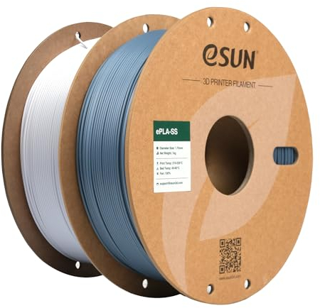 eSUN PLA Filament 1.75mm, PLA Basic 3D Drucker Filament Maßgenauigkeit +/- 0.03mm, 1KG pro Spule, 2 Spulen 3D Druck 3D Filament, Grau+Kaltes Weiß