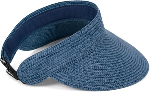 styleBREAKER Visera de Papel con Banda elástica y Cierre de Gancho, Sombrero de Sol Transpirable para Mujer, Visor monocromático, protección Solar Ligera y cómoda, Color:Azul