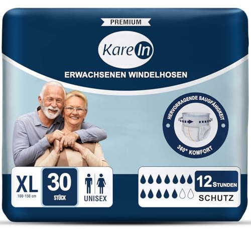 Inkontinenz Pants für Erwachsene, 30x Windelhosen Gr. XL (100-150 cm) | Premium - Saugfähige Windelhosen für Männer und Damen - Diskreter Auslaufschutz und Elastischen Bündchen - Baumwolle