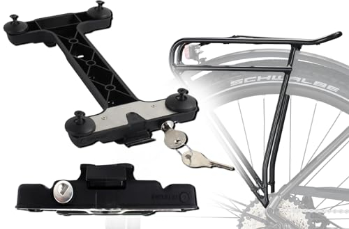 BISOMO Fahrrad Gepäckträger Adapter Snapit 2.0 für Racktime, Snap-It ohne Füße mit Schloss, für Fahrrad Korb, Tasche, Gepäckträgertasche