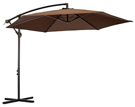 Hortan Ombrellone Rotondo Decentrato Diametro 3 Metri Con Palo Laterale, Struttura In Acciaio Inossidabile, Chiusura a Manovella E Copertura Protettiva Per Arredo Esterno, Giardino e Terrazzo