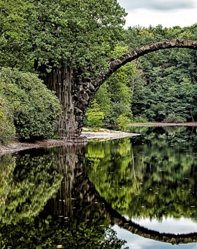 Puzzle 1000 Teile,Geschicklichkeitsspiel für die ganze Familie-Brücke, Bogen, Bäume 70x50cm