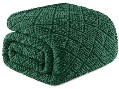 Whale Flotilla Kuscheldecke, Leichte Fleecedecke Sofadecke, Weiche, Warme und Flauschige Waffeldecken für Jede Jahreszeit, 150X200CM, Dunkelgrün