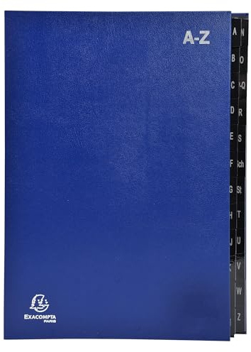 Exacompta - Rif. 57222E - Cartone da 8 raccoglitori Ordonator - copertina rigida - interno in carta riciclata - linguette plastificate alfabetiche dalla A alla Z - 24 scomparti - dim 24 x 34 cm -