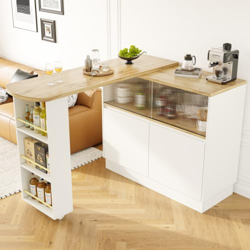 Moderno tavolo allungabile, da bar e bistrot, girevole a 360°, per sala da pranzo e cucina (bianco, 90 x 45 x 100 cm)