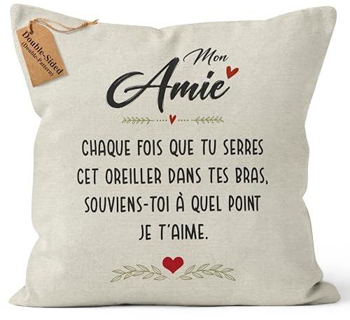CROWNLY® Coussin Personnalisé Housse de Coussin 45x45 - Cadeau Meilleure Amie ou Anniversaire Femme