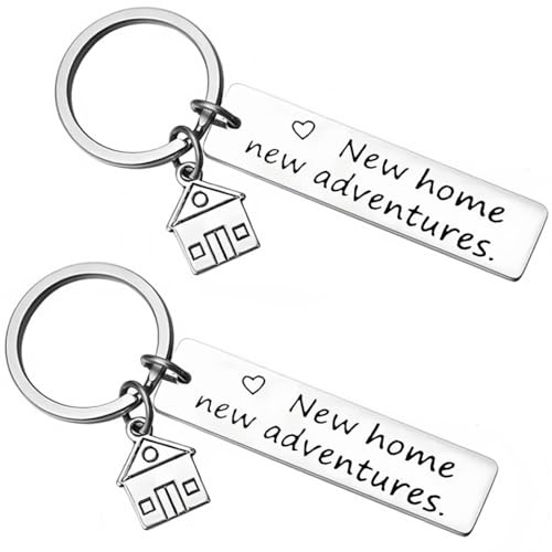 XENQITO 2 Pcs Porte-clés Couple en Acier Inoxydable Clé Ensemble pour Maison Amour Couple Cadeau Pendaison Crémaillère
