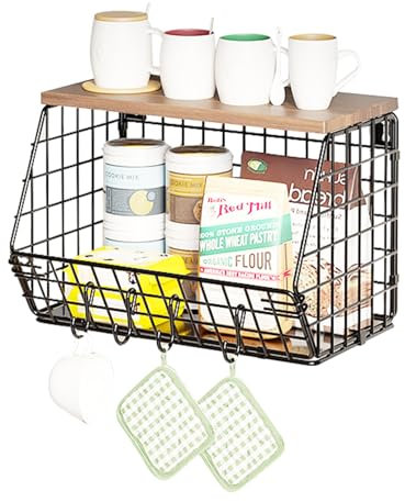 Mokaskaidj Portafrutta da Tavolo, Portafrutta 2 Livelli Cesto Frutta da Tavolo con Coperchio in Legno, Impilabile e Montabile a Parete Cestino Frutta per Conservare Verdure Frutta Snack