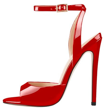blingqueen Sandali da donna Peeptoe con tacco alto, Colore: rosso, 37 EU