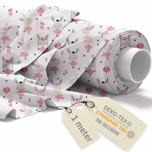 DreamRoots Baumwollstoff Meterware, Rabbit Princess, 1 m
