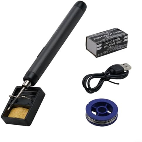 Soldador eléctrico digital USB multifuncional, soldador de soldadura ajustable, hierro recargable de 190 x 16,5 cm (negro con digital)