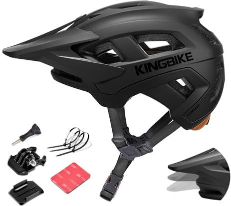 KINGBIKE Mountain Bike Helmet MTB Ebike Helmets for Adults Men Women Professional Trail Enduro XC Cross Country NTA-8776 E-Bike Certified (Matte Black, L)