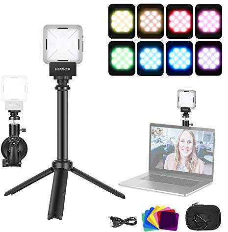 NEEWER Video Conference Lighting Kit, Desk Light with Tripod Stand/Suction Cup/Color Filters for Laptop Computer Webcam Remote Working/Zoom Conferencing/Streaming/Video Recording/Selfie/Makeup, SL12