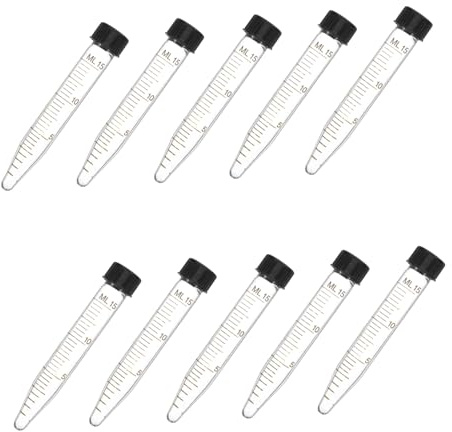 Amosfun 10pièces Lot De Tubes à Centrifuger à Fond Conique Gradués Pour Laboratoire Avec Bouchon à Vis
