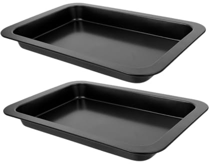 Alipis 2 Pezzi Stampo Per Teglia Tortiera Cuocere Tata Bakeware Telaio Da Forno Tortiere Rettangolari Teglie Da Forno Teglia Per Biscotti Black Acciaio Carbonio