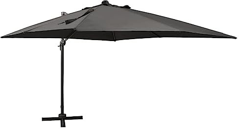 Garden parasols Cantilever with Pole and LED Lights Anthracite 300 cm,Garden Patio Umbrella,Outdoor Umbrellas Parasols,Sun Umbrella Outdoor parasols