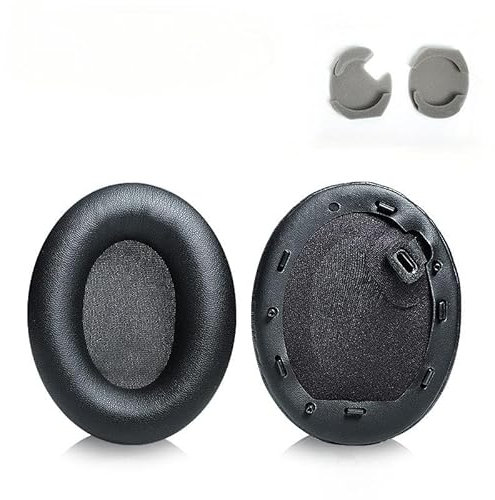 Replacement Ear Pads Compatible with Sony WH-1000XM4 Headphone, Leather Ear Cushions, Black A