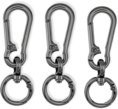3 mosquetones giratorios negros, llaveros de metal con articulación giratoria, cierres de mosquetón extraíbles para bolsos, llaveros, monederos, mochilas, manualidades