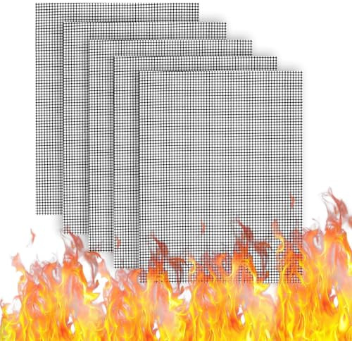 5 tappetini per barbecue a gas, per barbecue a carbonella, 40 x 30 cm, griglia antiaderente e tappetino per barbecue, pratici, per barbecue a gas, a carbone, friggitrice ad aria