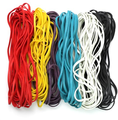120 PCS Large Rubber Bands, 170mm 6 Colorful Big Garbage Can rubber band Elastic, Elastic Bands Strong Elastic Rubber Bands for Office Home Bank School Document Organizing