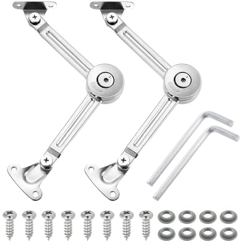 QUARKZMAN 2 Pz Bisagra Soporte Para Tapa, Amortiguador Gas Ajustable 200N, Cierre Suave, Bisagras Plegables Para Tapa, Bajado Automático Lento, Amortiguador Neumático Para Tapa Ropero