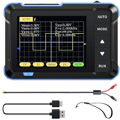 Jectse Erweiterte Triggermodi DSO152 Tragbares Digitales Oszilloskop 2,8-Zoll-LCD-Bildschirm 200 KHz Bandbreite, Taschenoszilloskop für Anfänger (DSO152 Standard – Blau)