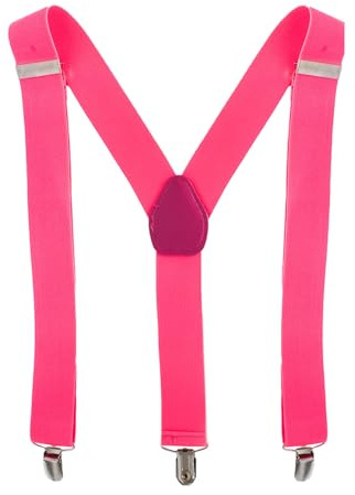 Trimming Shop 35mm Men's Suspender Braces, Adjustable, Neon Pink