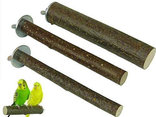 Wellensittich-Spielzeug 3 Naturholz-Sitzstangen für Vögel in den Größen S, M, L