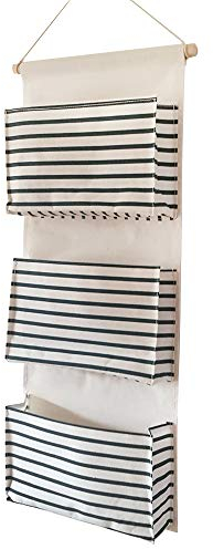 EBETA E Hängeorganizer Tür Wand Organizer Utensilientasche Hängende Aufbewahrungstasche für Eingang Garderobe Badezimmer 3 Große Fächer (Blaustreifen)