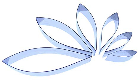 Dahlia Cutter Set -Type 1 (Set of 6) Ruscus, Pointed Oval, Teardrop, Stainless Steel - Petal Flower