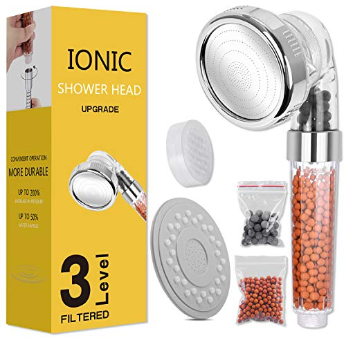 Magichome Alcachofa de Ducha Ionica de Alta Presiòn, 3 Modos, Cabezal de Ducha Desmontable Portátil con Ahorro de Agua.