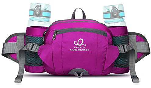 WATERFLY Bauchtasche Gürteltasche mit Flaschenhalter für Wandern Reise | Damen Herren, Hüfttasche, Atmungsaktiv, Sport,Radfahren, Camping, Klettern, Hundetraining