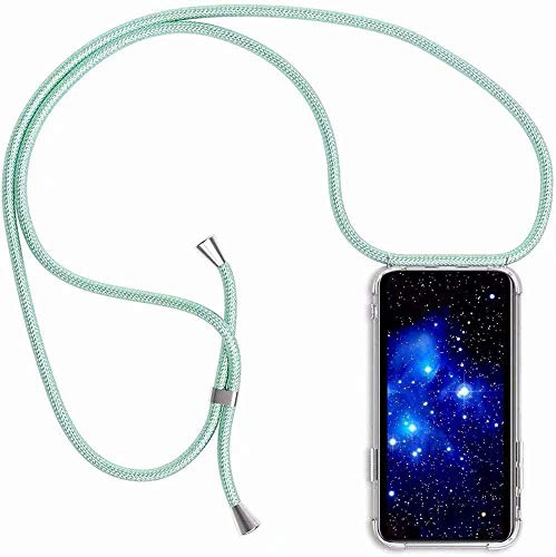 Bigcousin Schutzhülle mit Umhängeband, kompatibel mit Huawei P30 Pro, transparente Schutzhülle mit Kordel zum Umhängen, Mintgrün