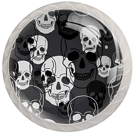 Schubladenknauf, mexikanischer Totenkopf, mit Schrauben, 4 Stück