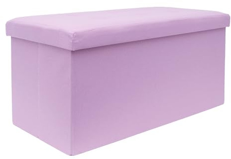 Intirilife Panca pieghevole 76x38x38 cm in rosa - Cubo di seduta con coperchio e vano portaoggetti in tessuto con incavi - Cubo di seduta poggiapiedi richiudibile cassetto portaoggetti sgabello sedile