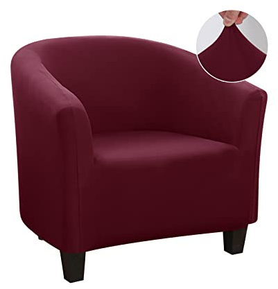 Jaotto Sesselschoner Sesselhusse Stretch Sesselüberwürfe Sofabezug Elastisch Sofabezug Sesselbezug Sesselschoner Waschbar Entfernbar für Clubsessel Cafe Stuhl Sessel Loungesessel(Bordeaux,1 Stück)
