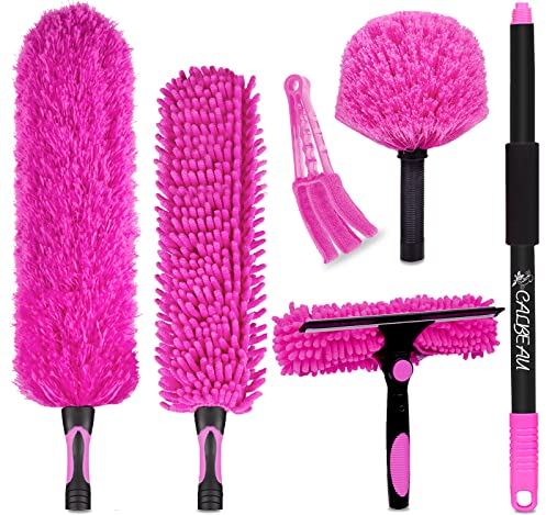 CALBEAU 15 Foot Dusters for Cleaning, Duster with Extension Pole 7-15ft, Microfiber Feather Duster Used for Cleaning Ceiling Fan, High Window, Blinds, Shutters, Sofa, Cobweb Duster for Home (12 PCS)