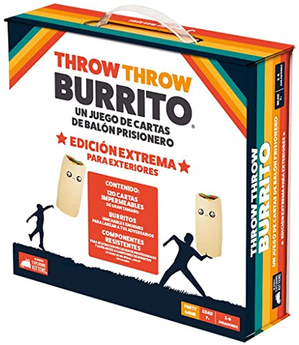 Exploding Kittens | Throw Throw Burrito Edición Extrema para Exteriores | Juego para Fiestas de Balón Prisionero | A Partir de 7 Años | De 2 a 6 Jugadores | 15 Minutos por Partida | Español