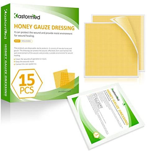 Manuka-Honig-Pflaster, 5,1 x 5,1 cm, 15 Stück, medizinische Honig-Pflaster für schnellere Heilung von Verbrennungen, Abschürfungen, Schnitten und Schnittwunden.