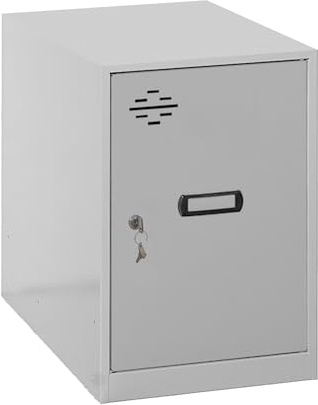Simon Rack Taquilla Vestuario Pequeña 475x300x500 mm - Simonlocker | Incluye 2 Llaves, Pintura anticorrosión, Ranura de ventilación y etiquetador, Gris