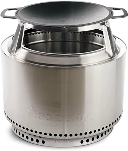 Solo Stove Yukon Cast Iron Wok Cooking Bundle 2.0 | Portable Smokeless Fire Pit, Stand, Woktop&Hub, Wood Burning Removable Ash Pan Firepit Stainless Steel/Cast Iron, H : 66,5 cm, Dia: 45,5 cm, 29,9 kg