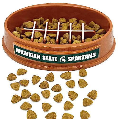 NCAA Super-Bowl - Michigan State Spartans Gamelle à alimentation lente pour chien Motif football pour une digestion saine Gamelle antidérapante pour chiens et chats de grande et petite taille