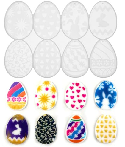 ABOOFAN Ostern Silikonform Kaninchen DIY Silikon Gießform Eier 3D Osterhase Ostereier Harz Epoxidharz Formen für Schlüsselanhänger Anhänger Kunstharz Harz Gießen Basteln Osterdeko