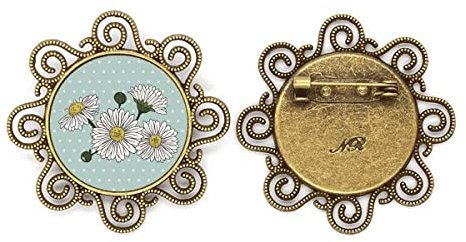 fiore bianco crisantemo fiore spilla pin gioielli per ragazze, Medio