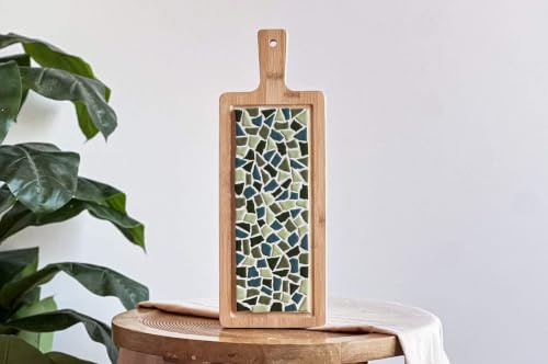 Little Creations Mosaik Servierbrett Grün | Bastelset Erwachsene | DIY set Erwachsene | 40 cm