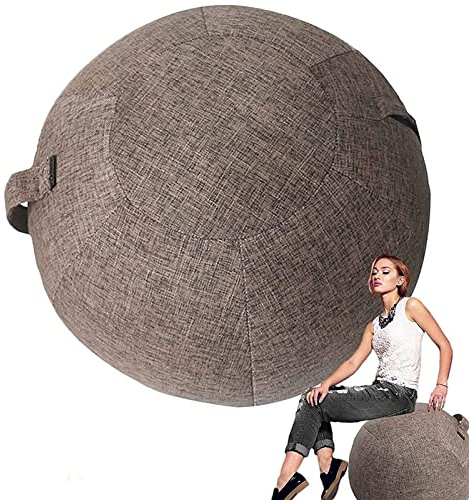 RVUEM Yoga Ball Abdeckung, 55/65/75 cm Abdeckung FüR Gymnastikball stüHle, Bezug FüR Balanceball Stuhl, FüR Wohnheim Und Heimmuskeltraining Fitness (Nur Bezug, Ohne Yogaball),Kaffee,65cm